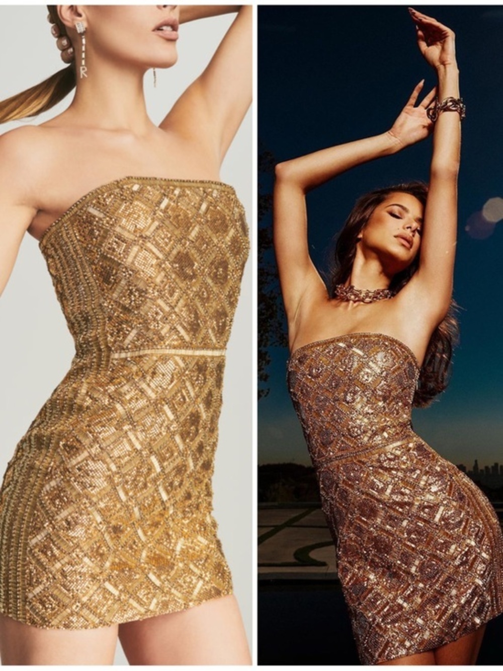 Retrofete Heather Gold Sequin Chainmail Dress Size Small